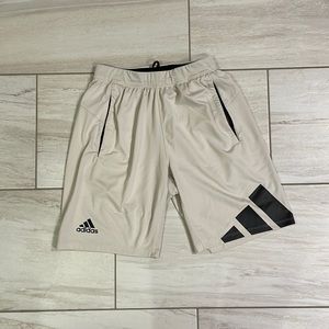 Adidas men’s shorts, khaki color with black detail, size small